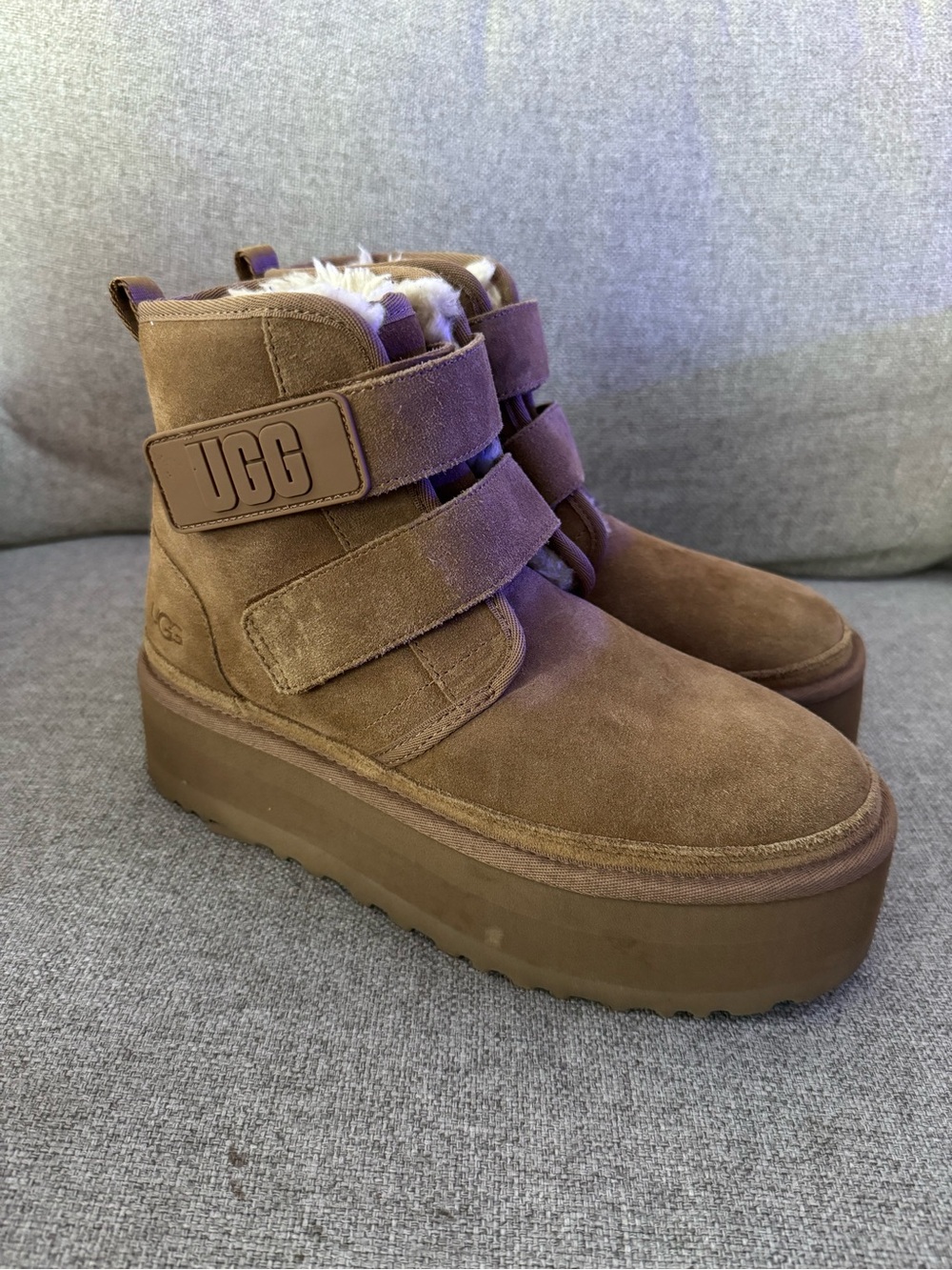 UGG Chestnut Suede Platform Boots